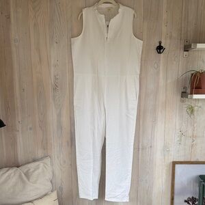 Eileen Fisher White Ankle Sleeveless Jumpsuit Size M